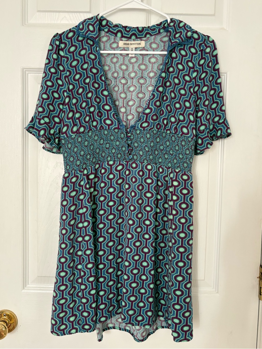 Urban Outfitters Retro Geometric Mini Dress Size M Green Blue Purple